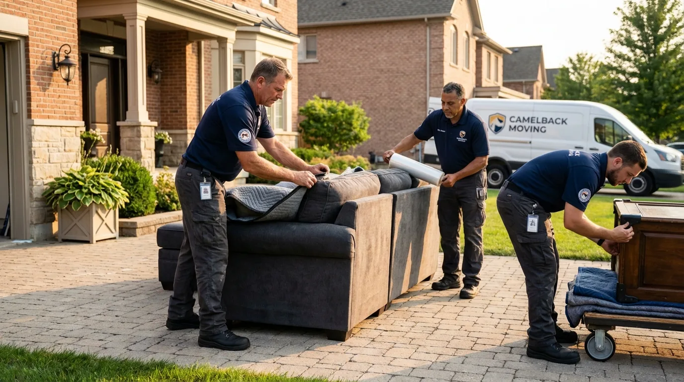 Large estate moving crew wrapping furniture in Smithton, IL