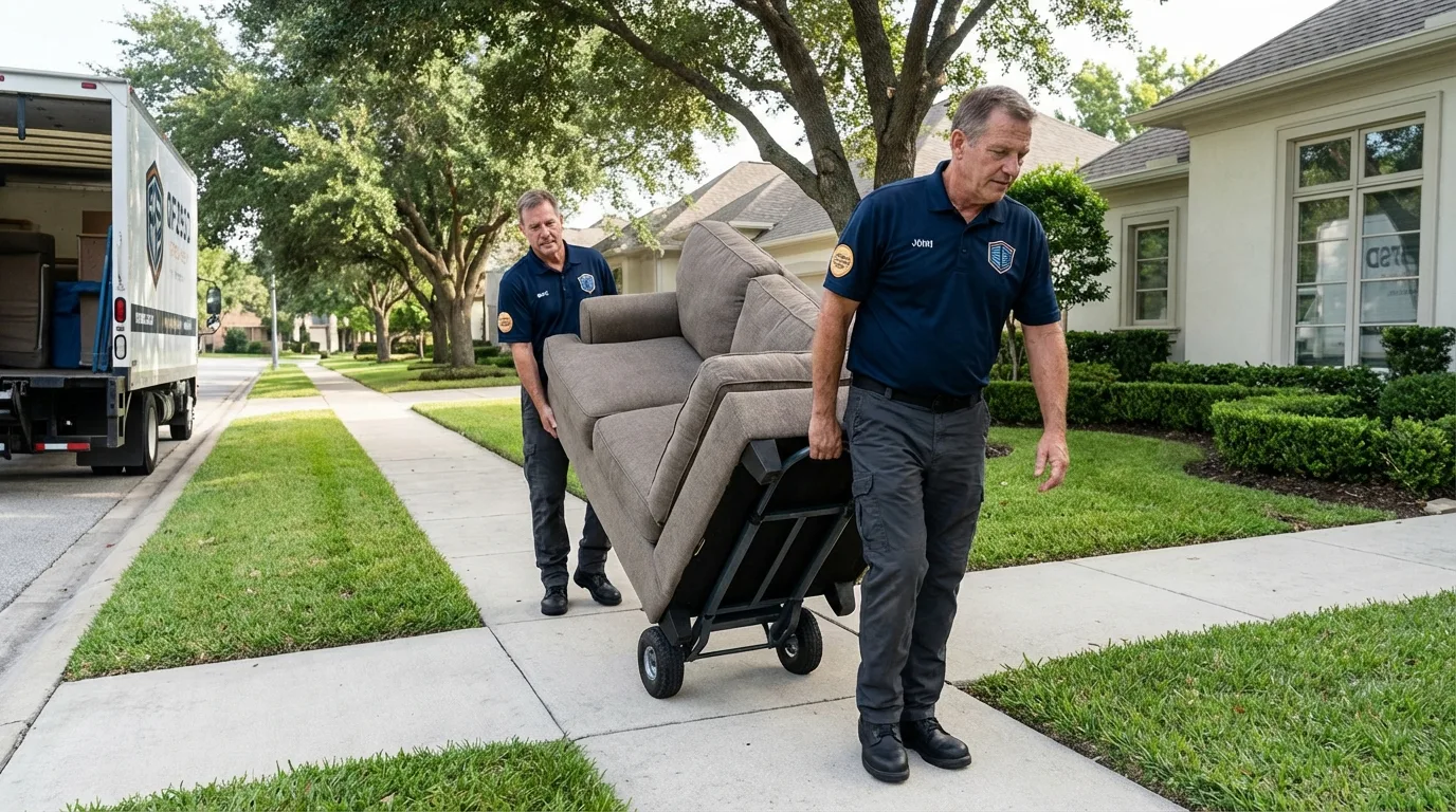 Local residential moving crew loading furniture in Smithton, IL